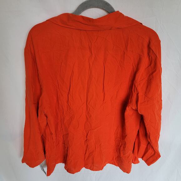 Y2K Vintage Sag Harbor Gauva Red Orange 100% Silk Button-Up Shirt Size 18 NWT - Picture 13 of 13